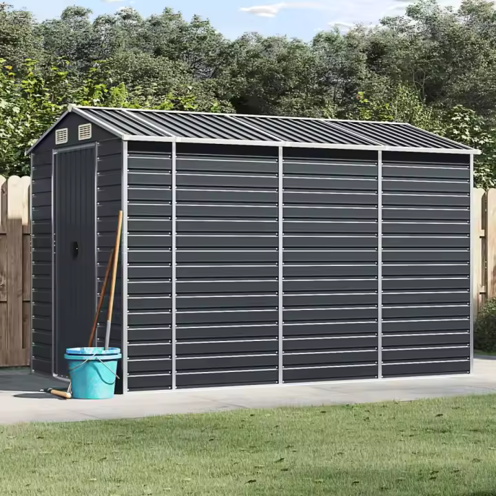 vidaXL Cobertizo de jardín acero galvanizado antracita 191x300x198 cm - 1