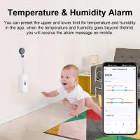 Sensor De Temperatura Y Humedad WiFi Tuya Blanco Para Casa Inteligente Batería Poderada Monitoreo Por APP Alexa Google - details 5