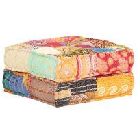 vidaXL Puf patchwork de tela 60x70x36 cm Cojín Decorativo de Asiento Cojines de muebles de salon - details 4