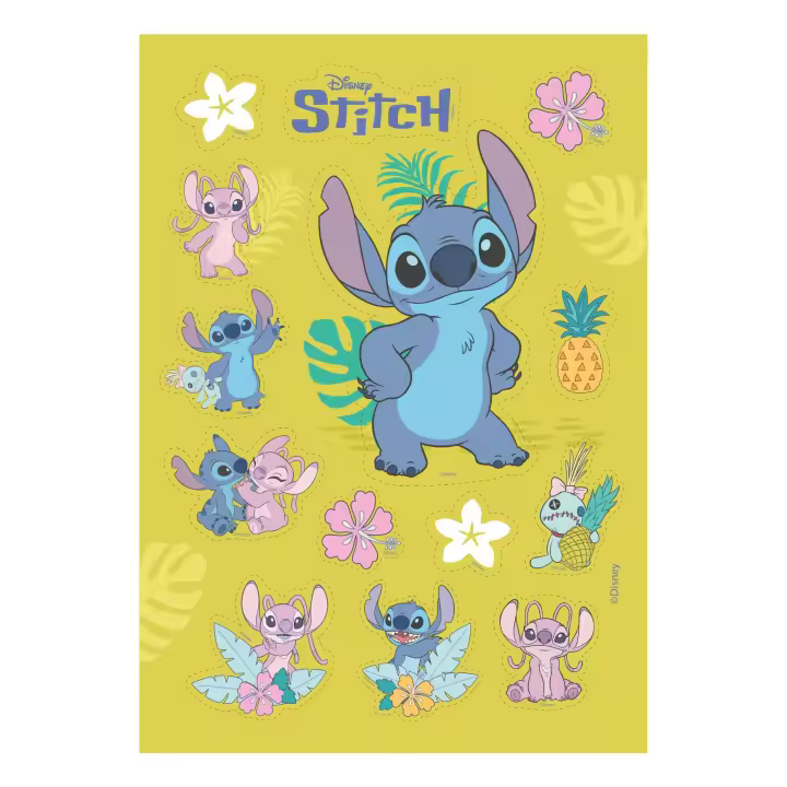 dekora - Oblea Recortable Comestible Stitch - Decoración para Tartas, Cupcakes y Postres - Sin Gluten, Sin Azúcar y Apta para Veganos - Figuras de Stitch y Angel para Personalizar - 1