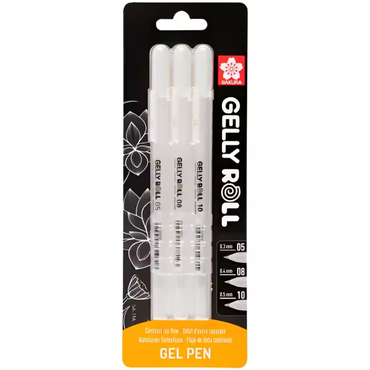 Talens sakura blister de 3 bolígrafos gelly roll 05/08/10 gel brillante blanco - 1
