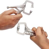 Alicates de sujeción en C con agarre metálico de 12,4 cm/4,9 pulgadas, Tornillo ajustable y almohadillas giratorias (paquete de 4) - Mini alicates de Soldadura de fácil y rápida Liberación - details 0