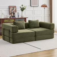 Sofá plegable convertible en sofá cama, modular de 2 plazas con funda de bombazine, sin montaje, colchón tipo tatami, ahorra espacio, ideal para salón, dormitorio, apartamento pequeño - details 0
