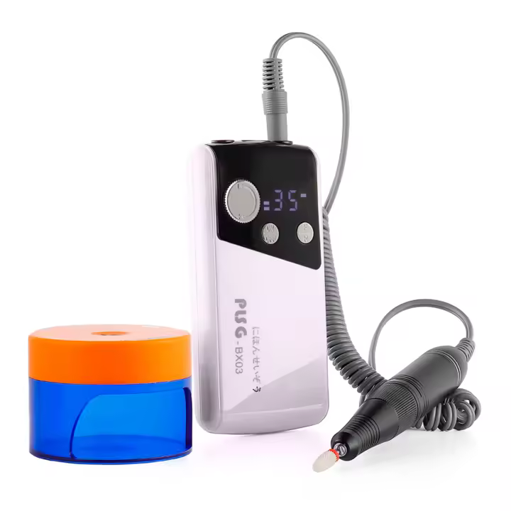 DAM. Pulidora de uñas con batería recargable de 2000mAh, hasta 35.000rpm. Velocidad regulable. Incluye 1 cabezal de pulido y lámapara UV de secado. 13x7x3 cm - 1