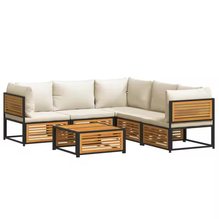 vidaXL Set de sofás de jardín con cojines 6 pzas madera maciza acacia - 1