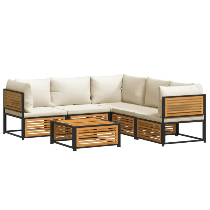 vidaXL Set de sofás de jardín con cojines 6 pzas madera maciza acacia - 1