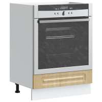 vidaXL Mueble de horno Kalmar roble artesanal madera reconstituida en color Roble artisan/Negro/Marrón roble y más | almacenamiento funcional diseño moderno para baño dormitorio sala - details 6