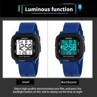 Reloj Deportivo Digital Para Hombre YIKAZE Negro Resistente Al Agua 3Bar Reloj Militar Con Alarma Y Cronómetro Pantalla LED Reloj De Pulsera Electrónico - details 7