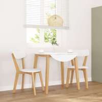 vidaXL Sillas de comedor 2 unidades madera maciza de caucho en color Blanco/Natural y blanco | cómodas modernas ergonómicas para comedor cocina salón hogar - details 1