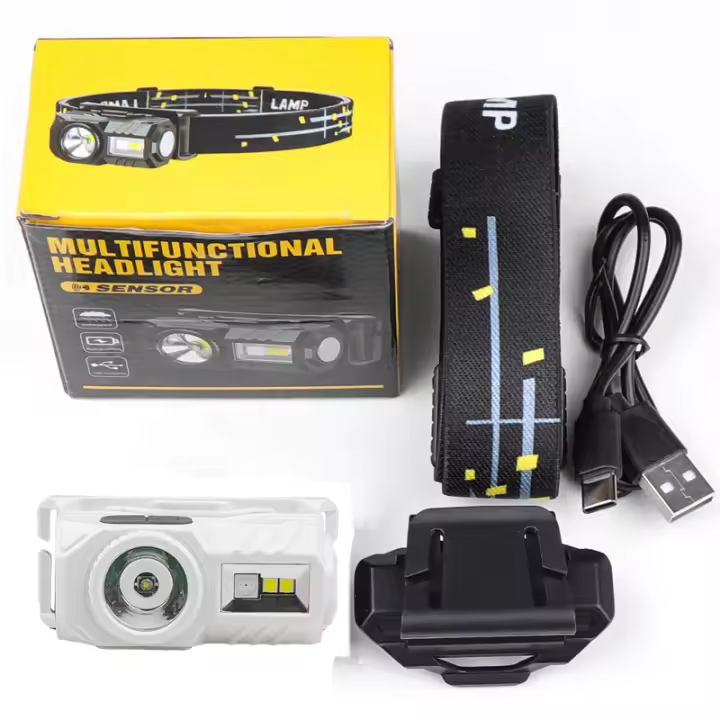 Mini Linterna Frontal LED Super Brillante Recargable USB C Portátil Para Camping Y Pesca Luz De Cabecera Inducción IPX4 Impermeable - 1
