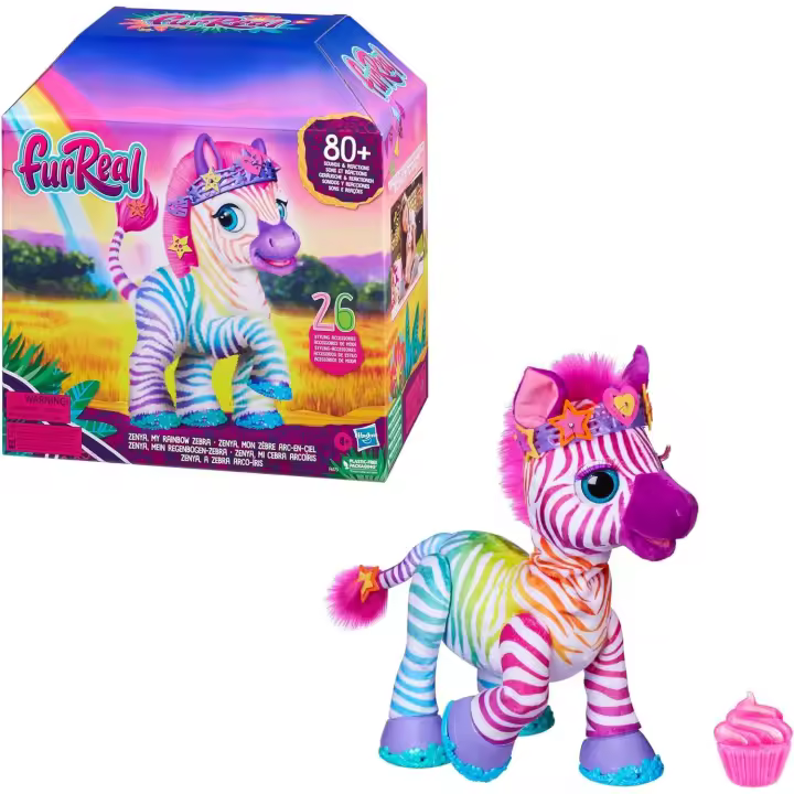 FurReal Zenya, mi mascota interactiva exclusiva Rainbow Zebra Hasbro F6373 - 1