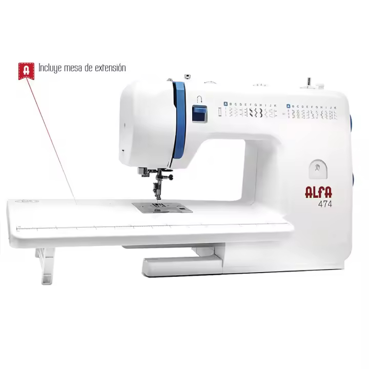 Alfa 474 Máquina de Coser Doméstica con Mesa de Extensión - 23 Patrones de Costura - 1