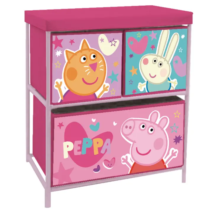 ARDITEX PP14453 Estantería con 3 contenedores textiles de 53x30x60cm de EONE-Peppa Pig - 1