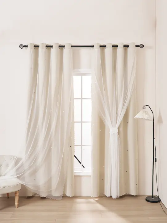 Cortinas Para Niños Con Estrella Plateada Térmicas Y Antipolvo Para Dormitorio Con Ojales Antiguos Tratamiento De Ventana Decorativo Y Protección Contra La Luz - 1