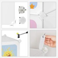 Armario Modular Infantil de 16 Cubos con Puertas - Estantería de Plástico con 4 Barras para Ropa, Zapatos y Juguetes, 123x41x123 cm, Blanco - details 5
