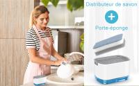Dispensador de líquido para lavavajillas, dispensador de jabón de cocina 2 en 1, dispensador de jabón de 300 ml, dispensador de líquido para lavavajillas, esponja y soporte para esponja para fregadero de cocina y baños - details 0