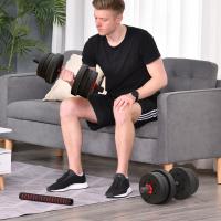 HOMCOM Juego de Mancuernas Ajustables de 20 kg 2 en 1 Juego de Pesas de Dumbbell con Barras Conexión y Barra de Extensión Kit de Levantamiento de Pesas para Hombres y Mujeres Gimnasio en Casa Negro - details 1