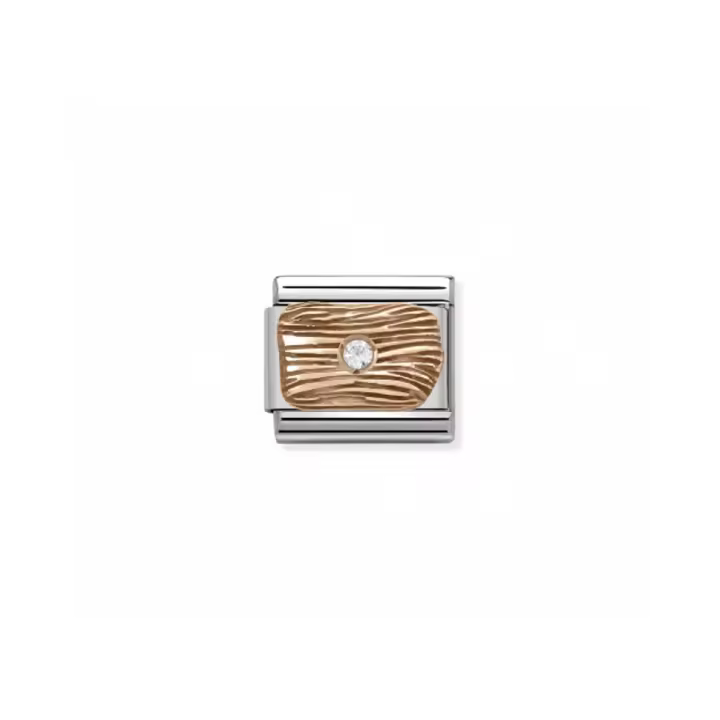 Link Nomination Acero y Oro Rosa "Placa lineas" 430303 01 - 1
