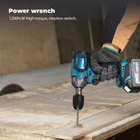 1200N.M llave de impacto eléctrica sin escobillas, destornillador inalámbrico de 1/2 pulgadas, herramientas eléctricas para batería Makita de 18V - details 6