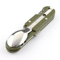 Kit De Comedor Portátil De Acero Inoxidable Verde Militar Cuchillo Fork Cuchara Abrebotellas Para Camping Y Picnics - details 1