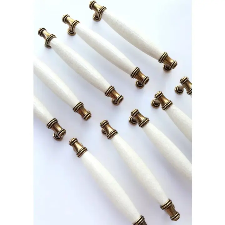10 x Céramique Poignée de meuble Poignée barre Tube, Poignée Bâton De Porte Meuble, Cusine Poignée barre de porte d'Armoire avec - 1