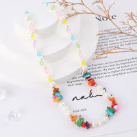 Encanto Gargantillas de cuentas de arroz coloridas y dulces para mujer, collar bohemio romántico con flor de imitación de perlas, cadena para clavícula, regalo de joyería para niñas - details 5
