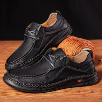 Zapatos De Cuero Hechos a Mano Para Hombre Casual Zapatillas Diseño Cómodo Zapato De Negocios Mocasines Con Cordones Material De Suela De Goma - details 3