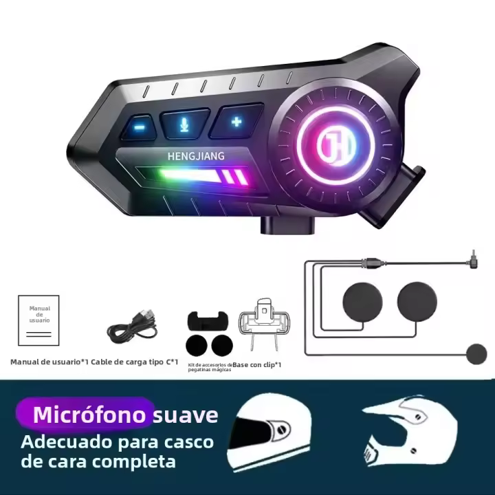 Auriculares Bluetooth 5.3 Para Casco Moto Hands-free Call Kit Móvil Impermeable MP3 Reproductor De Música Altavoz Para Moto Con Batería Incluida - 1