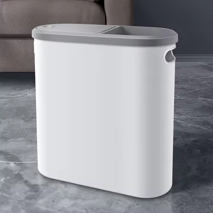 Cesta De Papel Para Baño Y Cocina VIE LENTE 10L Ecológica Y Creativa Con Tapa Recolección De Basura Silenciosa Material Plástico Rectangular - 1