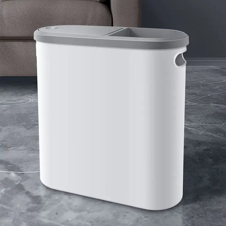 Cesta De Papel Para Baño Y Cocina VIE LENTE 10L Ecológica Y Creativa Con Tapa Recolección De Basura Silenciosa Material Plástico Rectangular - 1