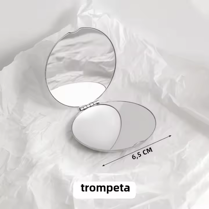 Espejo De Maquillaje Plegable Portátil Doble Cara Acero Inoxidable Pequeño Espejo De Bolsillo Para Viajes Herramienta De Belleza Y Cosmética - 1