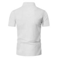 Traje Casual Para Hombre Verano European Y American Con Camisa De Encaje Sólido Y Pantalones Cortos Estilo Libre Con Cuello Redondo - details 11