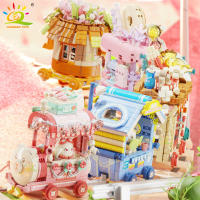 HUIQIBAO Mini Modelo De Tienda De Bloques Creativos Serie Ciudad Callejera Con Animales Adorables Set Micro Para Niños Juguetes De Bloques De Construcción Unisex - details 1