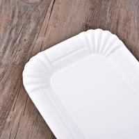 100Pcs Bandeja Rectangular Para Pastel De Papel Blanco Utensilios De Cena Desechables Tamaño 16*10.5 Cm Material Plástico - details 3