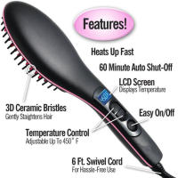 Pelo Alisador Profesional with Pantalla LED y 200 ℃ Ajustable - Tecnología Iónica para Melo Rizado/Muy Rizado | Funciona en Húmedo y Seco, cerámica de Turmalina + Cerdas Refrigeradas | Regalo Perfecto para Mujeres with Cabello Rebelde (Exclusive Miravia) - details 0
