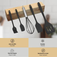 LUTODY - Juego kit de espátulas de silicona antiadherente y resistente al calor 5 piezas para cocinar en olla, sartén y batir alimentos - details 2