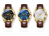 Reloj De Pulsera Para Hombre OLEVS 2872 Cronógrafo Resistente Al Agua Con Correa De Cuero Luminoso Y Manos Luminosas Reloj De Cuarzo Deportivo De Lujo - details 2