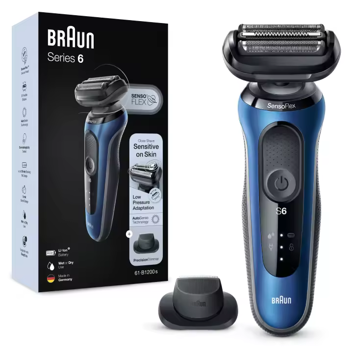 Braun Series 6 61-B1200s - Afeitadora eléctrica para hombre con recortadora de precisión EasyClick SensoFlex - 1