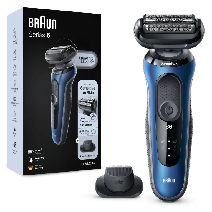 Braun Series 6 61-B1200s - Afeitadora eléctrica para hombre con recortadora de precisión EasyClick SensoFlex - 1