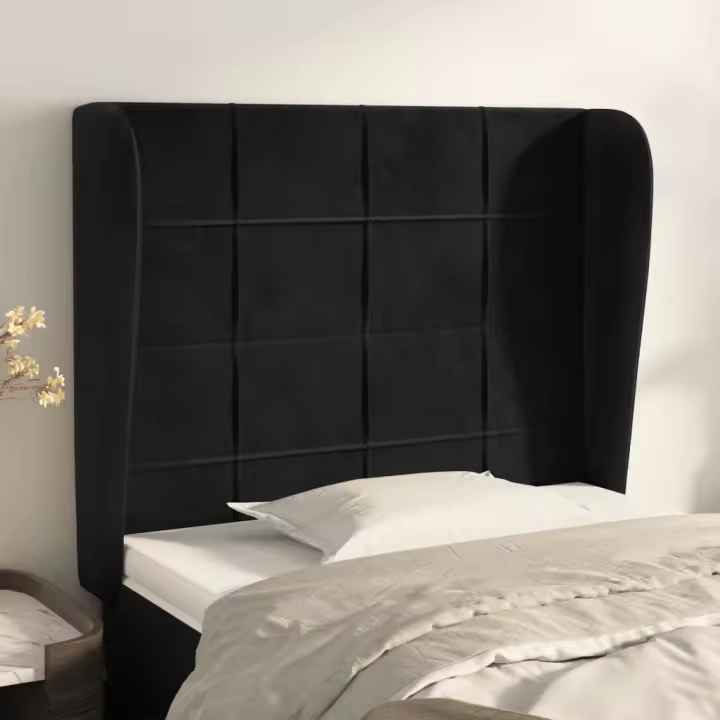 vidaXL Cabecero con orejas de terciopelo negro 103x23x118/128 cm - 1