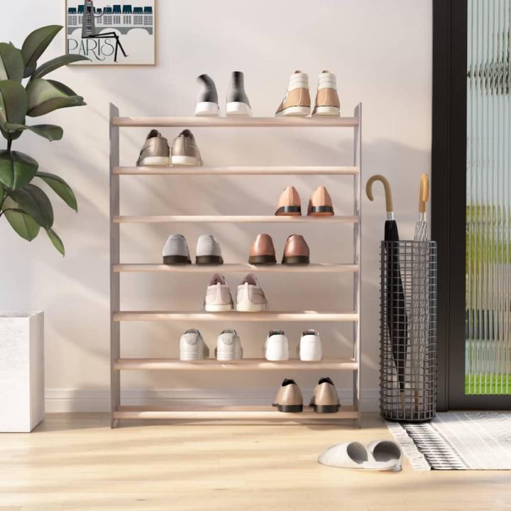 Vidaxl gray plywood shoe rack 90x24x117 cm