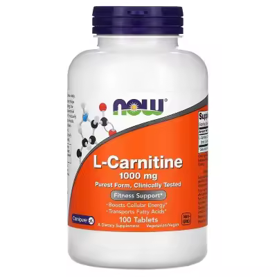 L-carnitina, 1000 mg, 100 comprimidos de NOW Foods - 1