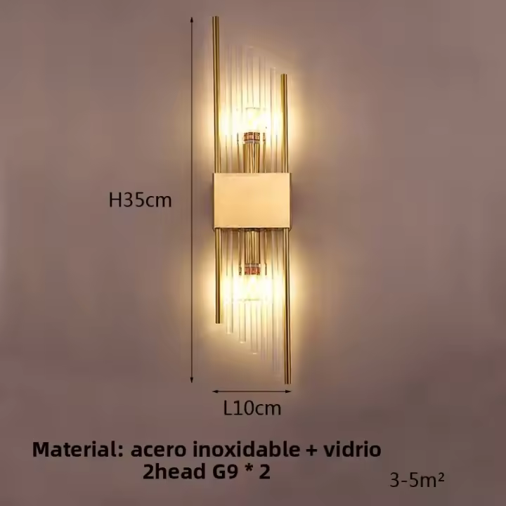 Bocadillo De Vidrio Con Acero Inoxidable Y LED Para Decoración De Hogar Adecuado Para Pasillo Estudio Dormitorio Estilo Moderno Soporte De Montaje En Pared Incluye Bombillas - 1