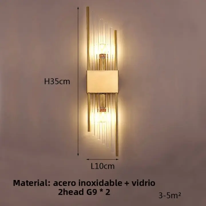 Bocadillo De Vidrio Con Acero Inoxidable Y LED Para Decoración De Hogar Adecuado Para Pasillo Estudio Dormitorio Estilo Moderno Soporte De Montaje En Pared Incluye Bombillas - 1