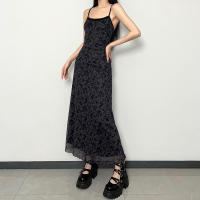 Vintage 2000s Long Dress Women Spaghetti Strap Loose Grunge Streetwear 2000s Fashion Retro Outfit - details 14