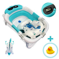 BATHBY Bañera Plegable para Bebés Recién Nacidos · Cojín Reductor con diseños de animales ·  Termómetro Integrado · Patas Antideslizantes · Tapón de Seguridad · Compacta y Segura · Varios Colores - details 0