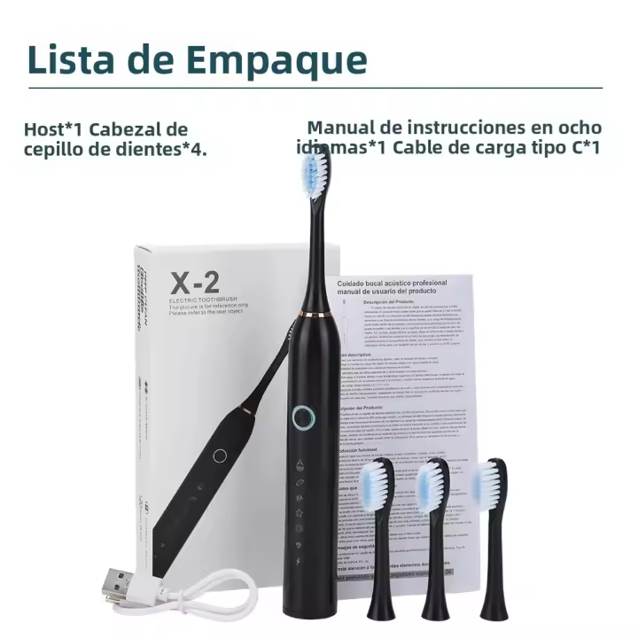 Cepillo De Dientes Eléctrico Sonic Con Vibración USB Recargable Para Blanqueamiento Y Limpieza Oral Cepillo De Pelo Suave De DuPont Para Adultos - 1