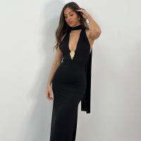 Vestido Elegante Para Mujer 2025 Nuevo Estilo De Moda De Verano Sin Mangas Cuello Redondo Slimming Largo Para Fiesta Y Banquete - details 9