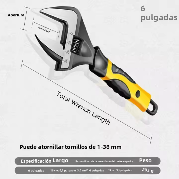 Llave Ajustable De Acero Inoxidable Universal Herramienta De Reparación De Plomería Para El Hogar Con Abertura Grande Y Alta Calidad - 1