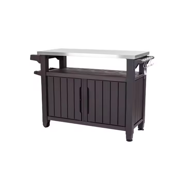 KETER 228891 Mueble Barbacoa de exterior Unity XL - 134x52x90 cm y 207L - Marrón - 1
